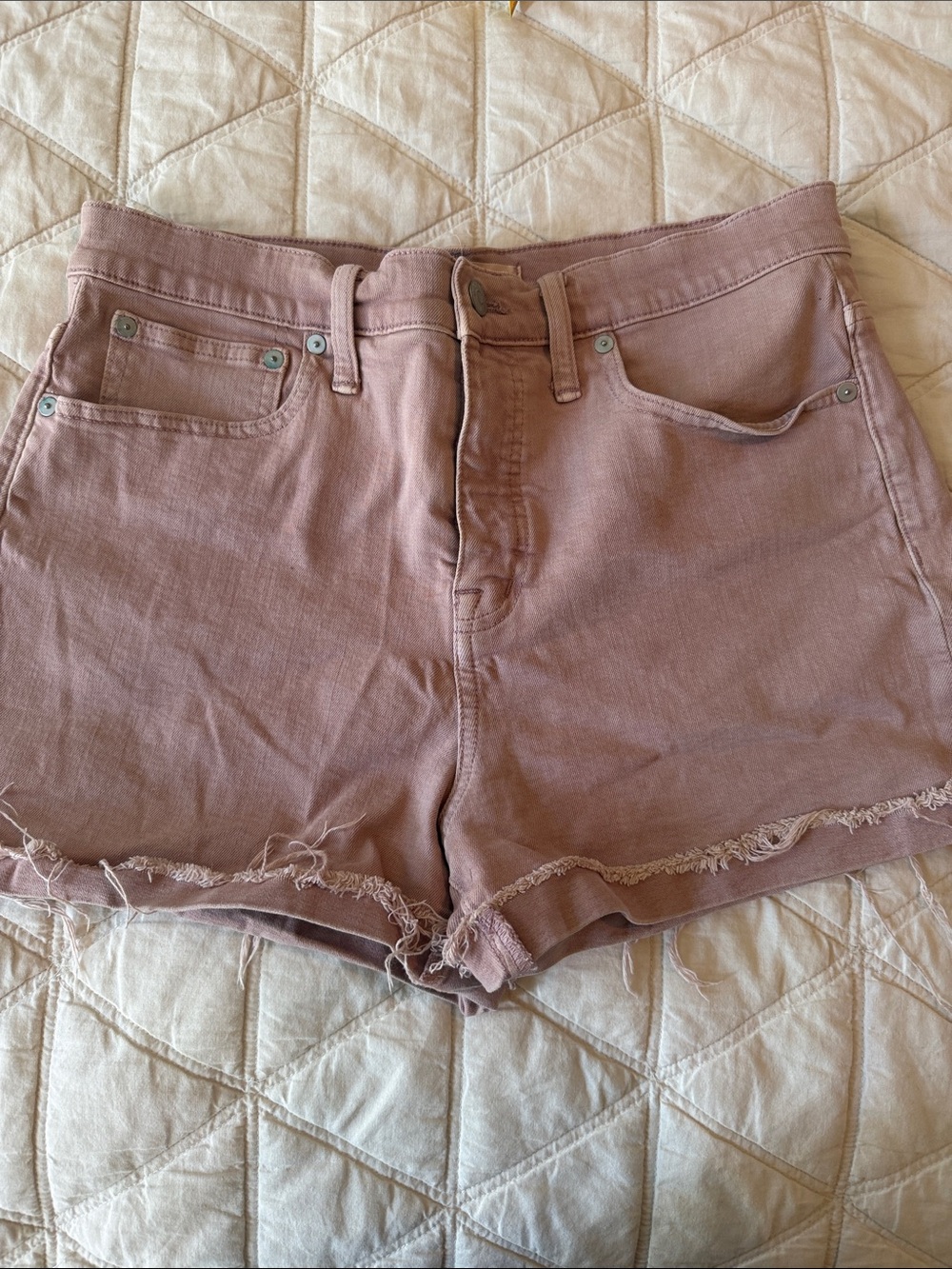 Madewell Mauve High-Rise Denim Cutoff Shorts